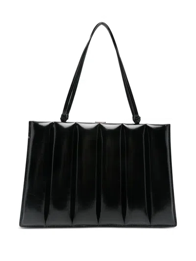 Phoebe Philo Pleated Tote Bag In Black