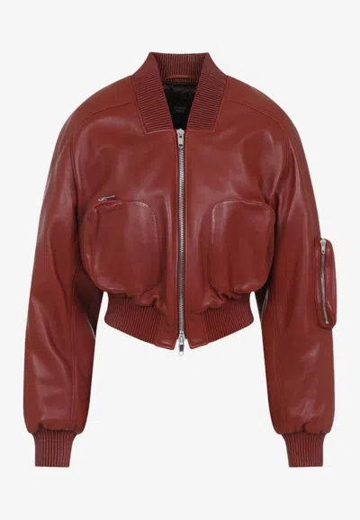 Phoebe Philo Pocket Bomber Jacket In Leather In Brown