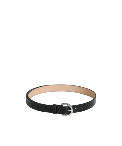 Phoebe Philo Round Buckle Belt 25mm In Black Leather