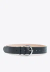 Phoebe Philo Round Buckle Calf Leather Belt In Black