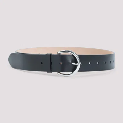 Phoebe Philo Round Buckle Mini Leather Belt In Black