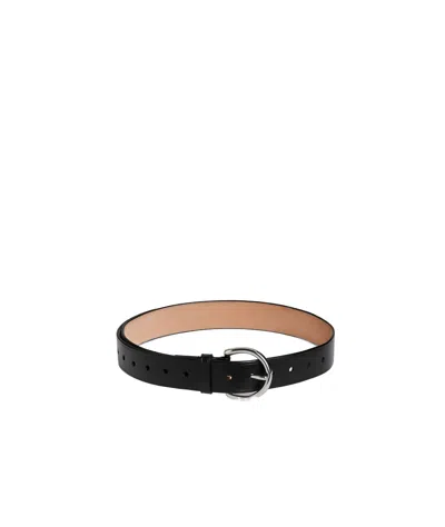 Phoebe Philo Round Buckle Belt 25mm In Black Leather