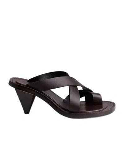 Phoebe Philo Round-toe High-heeled Sandals In Wine Red