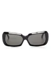 Phoebe Philo Black Frame Sunglasses With Curved Tips And Protective Case In Black