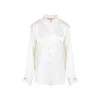 Phoebe Philo Liquid Utility White Silk Shirt With Pointed Collar And Button Tabs In White