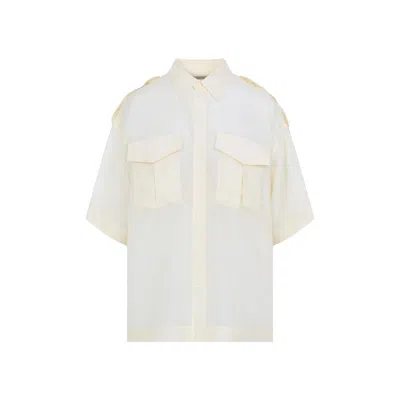Phoebe Philo Silk Utility Lite Shirt With Short Sleeves In Neutral