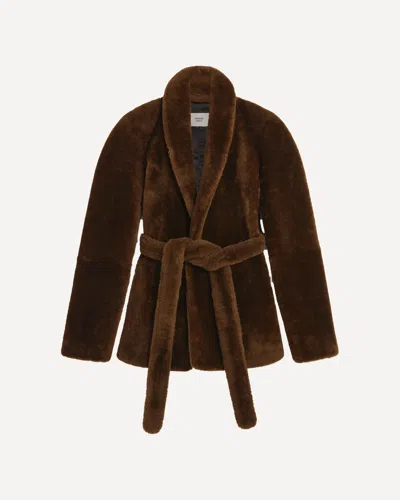 Phoebe Philo Short Belted Coat In Brown
