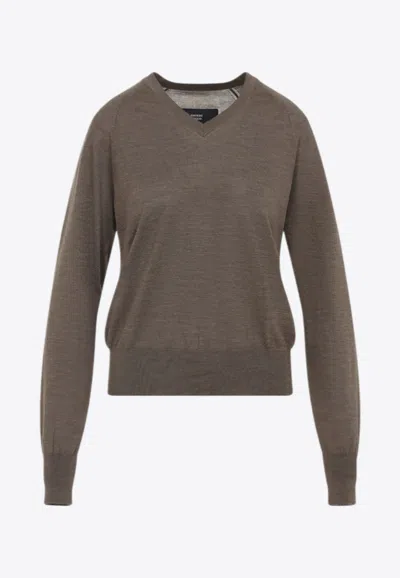 Phoebe Philo Shrunk V-neck Sweater Women In Brown