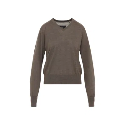 Phoebe Philo V-neck Raglan-sleeve Sweater In Brown