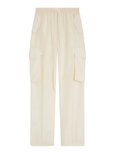 Phoebe Philo Silk Cargo Pants In Neutral