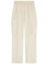 Phoebe Philo Silk Cargo Trousers With Drawstring Waist In White