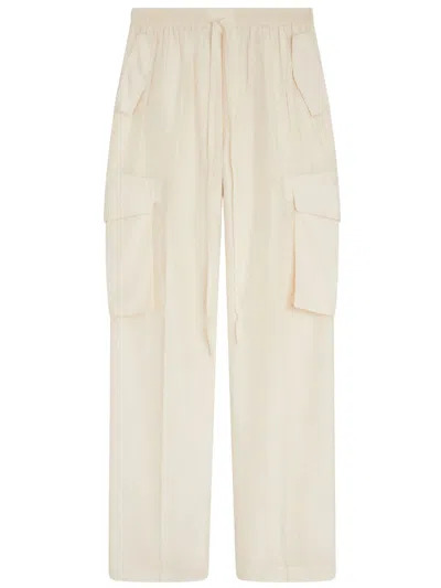 Phoebe Philo Silk Cargo Trousers With Drawstring Waist In Green
