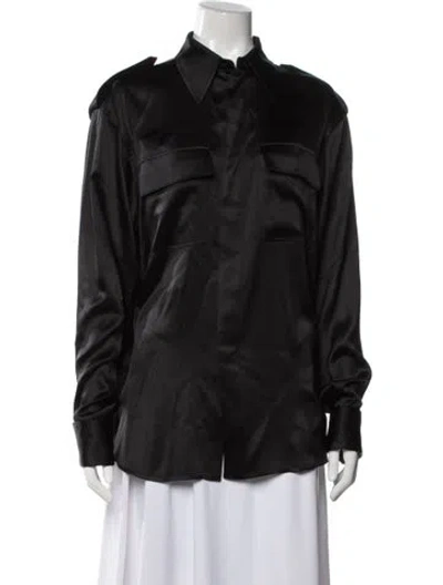 Pre-owned Phoebe Philo Silk Long Sleeve Button-up Top In Black/blue