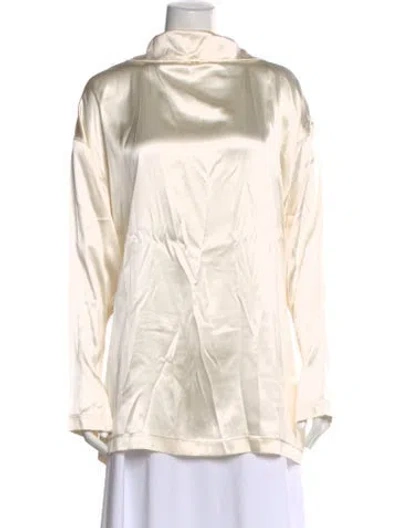 Pre-owned Phoebe Philo Silk Mock Neck Blouse W/ Tags In Neutral