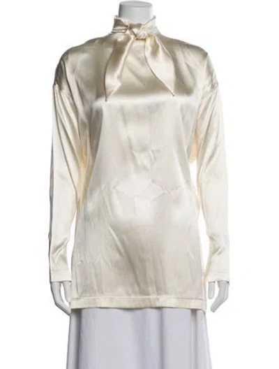 Pre-owned Phoebe Philo Silk Tie Neck Blouse In Neutral