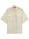 Phoebe Philo Silk Utility Lite Shirt With Short Sleeves In Neutral