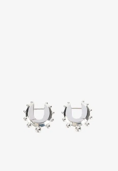 Phoebe Philo Small Beaded Hoop Earrings In Silver