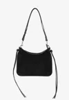 Phoebe Philo Black Silver Gig Small Suede Leather Shoulder Bag In Black