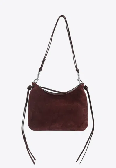 Phoebe Philo Oxblood Gig Small Suede Leather Shoulder Bag In Brown