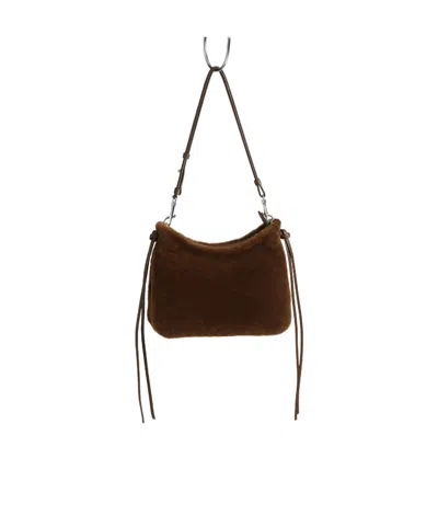 Phoebe Philo Small Shearling Shoulder Bag In Brown