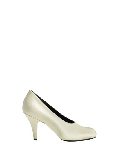 Phoebe Philo Soft Pump Heeled Shoe With 90mm Heel And Square Toe In Metallic