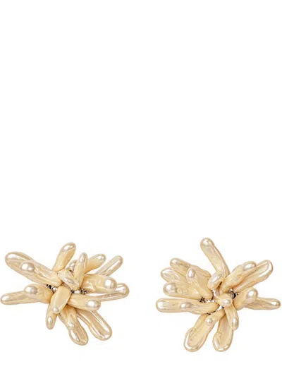 Phoebe Philo Statement Floral Clip-on Earrings In Ivory