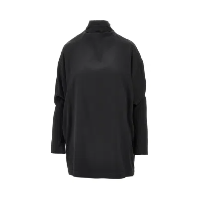 Phoebe Philo Stretch Satin Blouse With Knotted Neck In Black