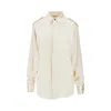 Phoebe Philo Stretch Silk Utility Shirt In Neutral
