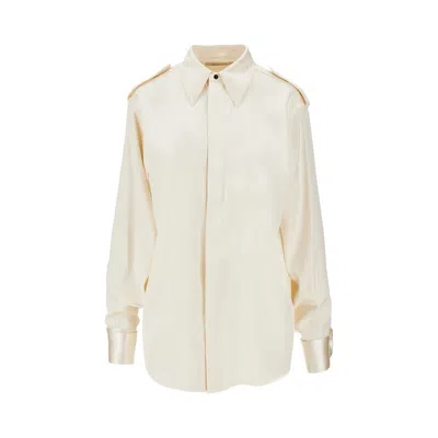 Phoebe Philo Stretch Silk Utility Shirt In Neutral