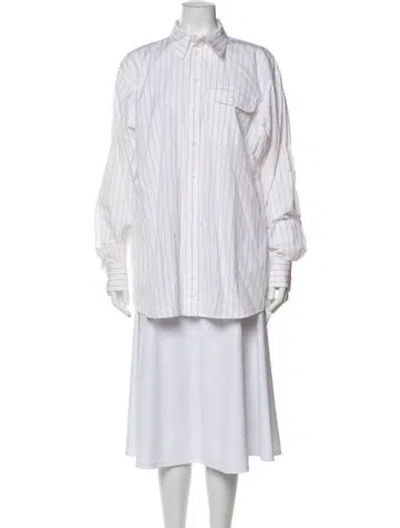 Pre-owned Phoebe Philo Striped Long Sleeve Button-up Top In White