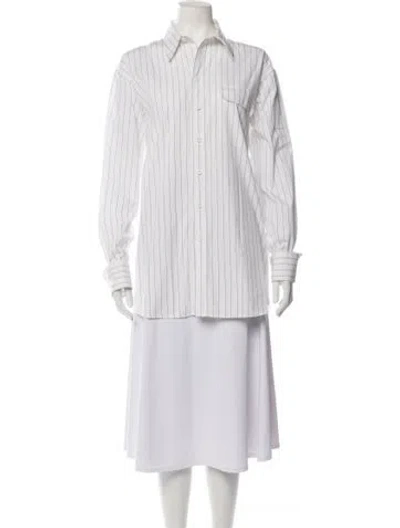 Pre-owned Phoebe Philo Striped Long Sleeve Button-up Top In White