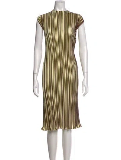 Pre-owned Phoebe Philo Striped Midi Length Dress In Green