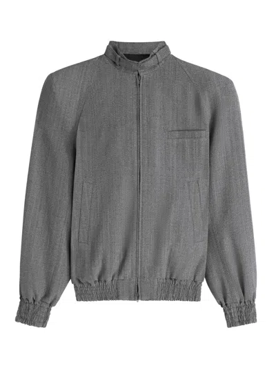 Phoebe Philo Structured Ash Grey Bomber Jacket With Shoulder Pads
