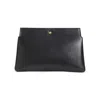 Phoebe Philo Structured Black Lamb Leather Clutch With Gold-tone Clasp In Black