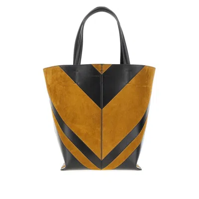 Phoebe Philo Suede And Leather 'pot' Cabas Bag In Black
