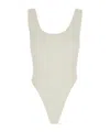 Phoebe Philo White Bodysuit With Round Neck In Silk Blend Stretch Woman In White