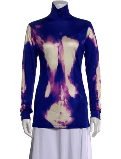 Pre-owned Phoebe Philo Tie-dye Print Turtleneck Top In Blue