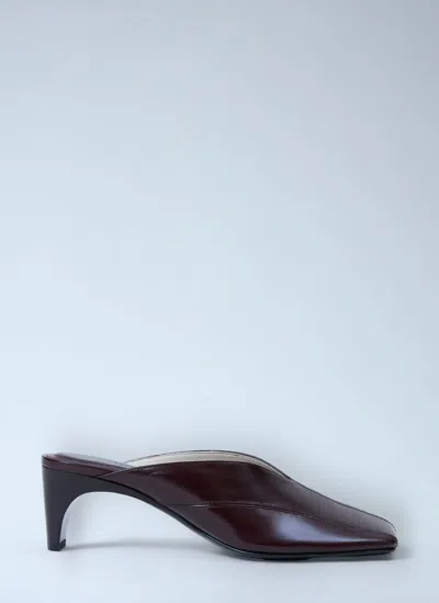 Phoebe Philo Tilt Mules In Burgundy
