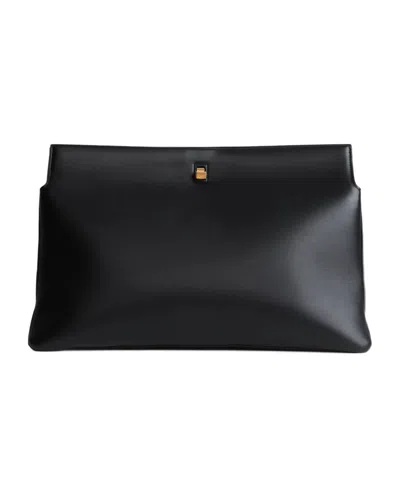 Phoebe Philo Triplex Clutch In Black Leather