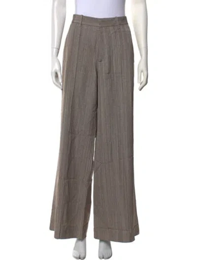 Pre-owned Phoebe Philo Tweed Pattern Wide Leg Pants W/ Tags In Neutral