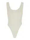 Phoebe Philo White Bodysuit With Round Neck In Silk Blend Stretch Woman In White