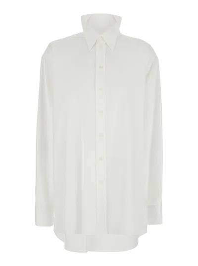 Phoebe Philo White Shirt With Classic Collar And Logo Embroidery On The Cuff In Cotton Woman