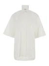 Phoebe Philo White Shirt With Upright Collar And Short Oversize Sleeves In Cotton Woman In White