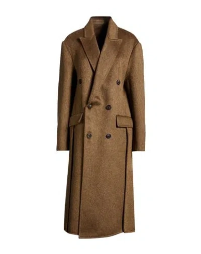 Phoebe Philo Woman Coat Khaki Size 6 Wool, Mohair Wool, Polyamide In Brown