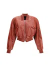 Phoebe Philo Pocket Red Lamb Leather Bomber Jacket In Red