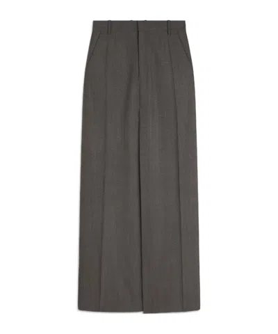 Phoebe Philo Wool Double Slit Slim Skirt In Gray