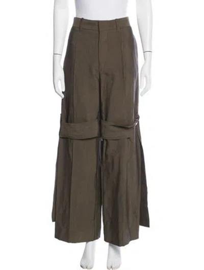Pre-owned Phoebe Philo Wool Wide Leg Pants In Green