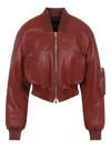 Phoebe Philo Pocket Red Lamb Leather Bomber Jacket In Multi