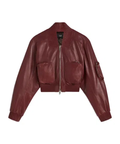 Phoebe Philo Zip-front Leather Bomber Jacket In Purple