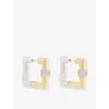 Phoria Womens Gold/silver Blaze Square 18ct Gold Vermeil Plated 925 Sterling Silver And White Topaz Hoop Ea In Multi